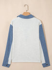 Color Block Button Detail Long Sleeve Shirt  Style Ratio