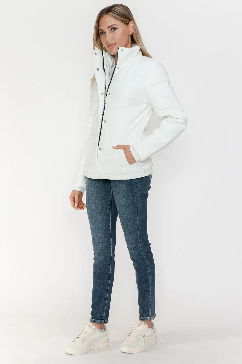 Snobbish Pocketed Zip Up Puffer Jacket Trendsi