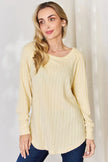 Basic Bae Full Size Ribbed Round Neck Long Sleeve Shirt  Style Ratio