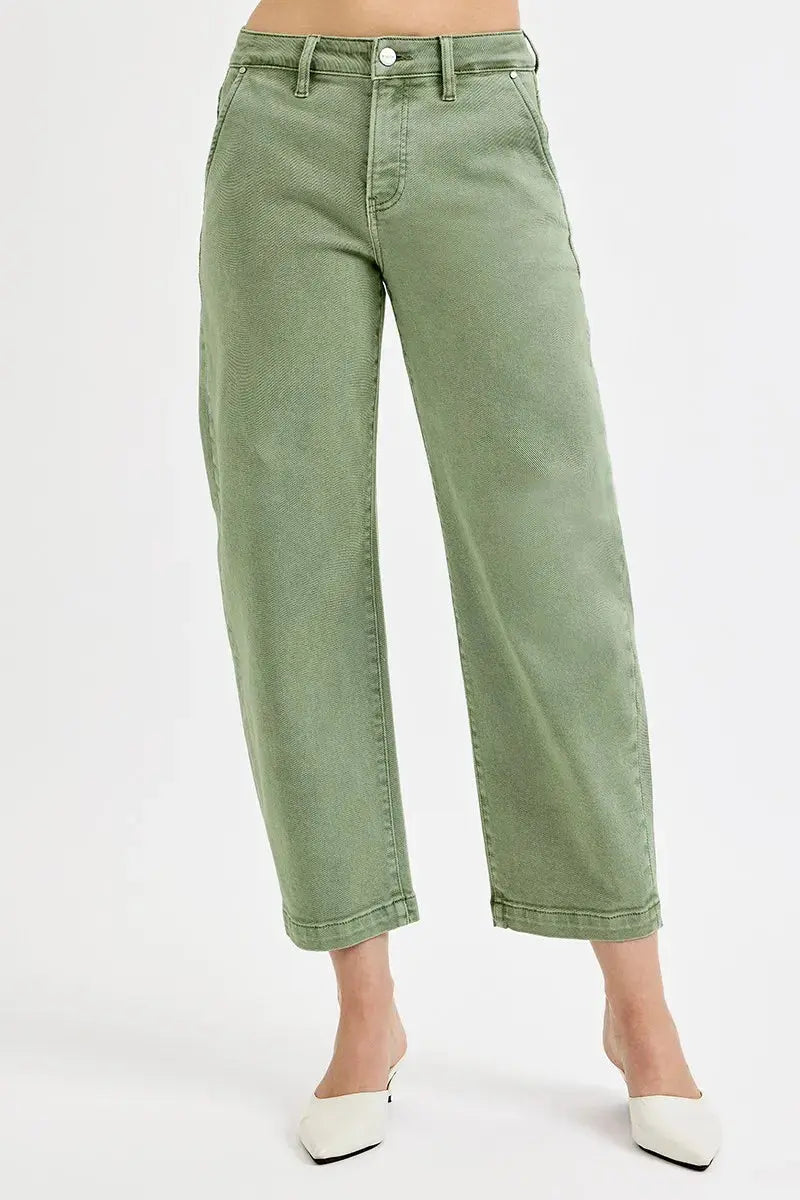 RISEN Tummy Control High Rise Crop Barrel Jeans  Style Ratio