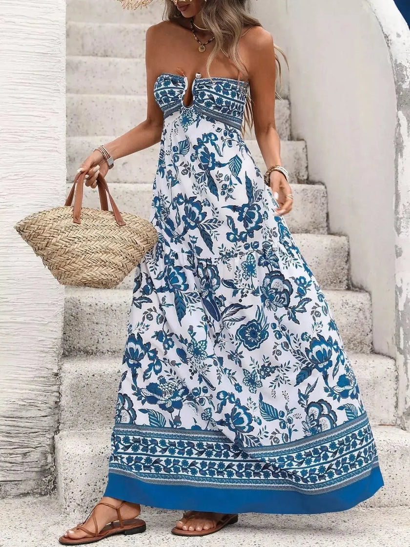Floral Print Strapless Maxi Dress  Style Ratio
