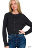 Zenana Button-Front Crewneck Long Sleeve Cropped Cardigan  Style Ratio