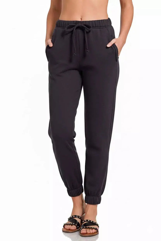 Zenana Fleece Drawstring Joggers With Pockets  Style Ratio