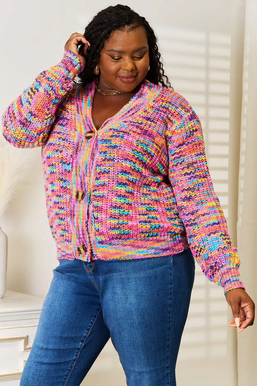 Angel Wings Woven Right V-Neck Long Sleeve Cardigan  Style Ratio