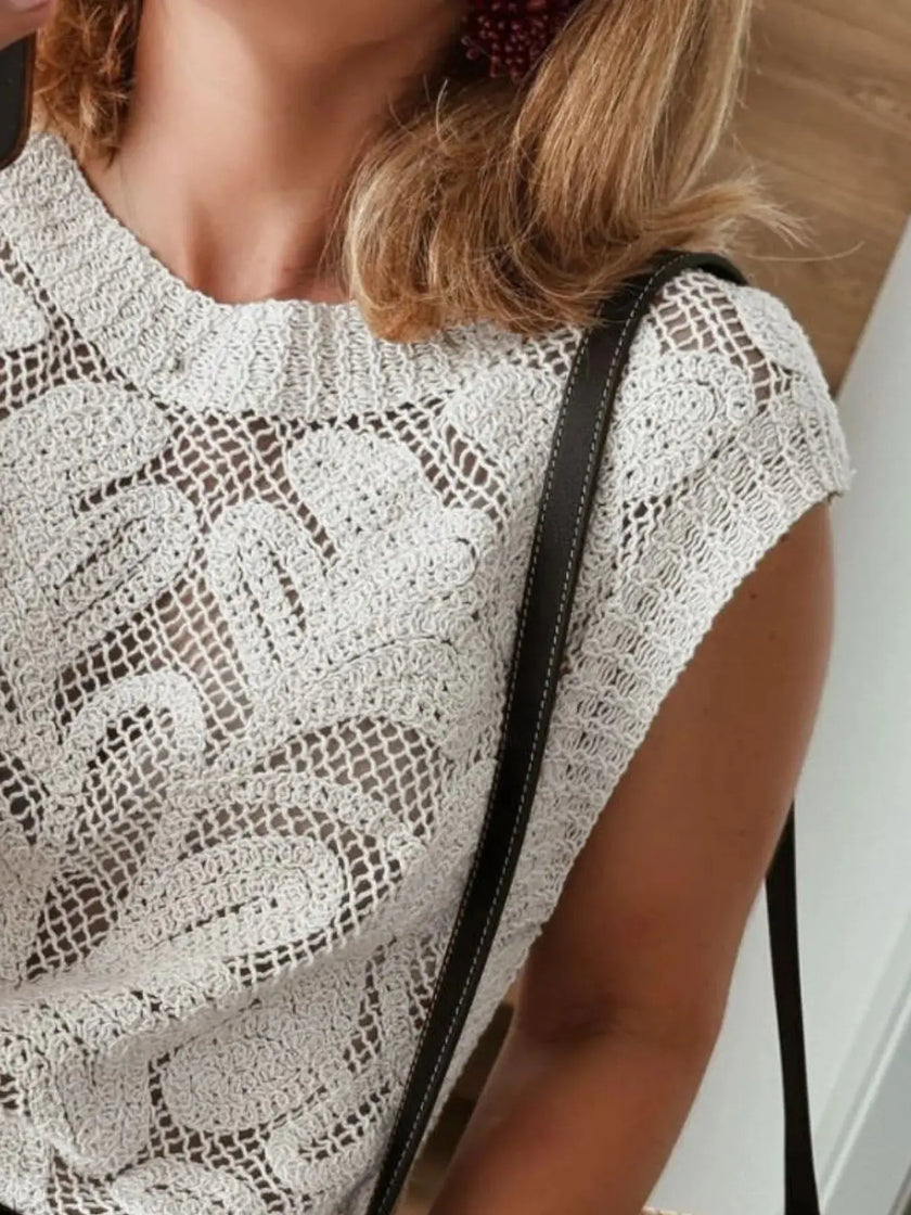 Lace Knit Sleeveless Sweater  Style Ratio