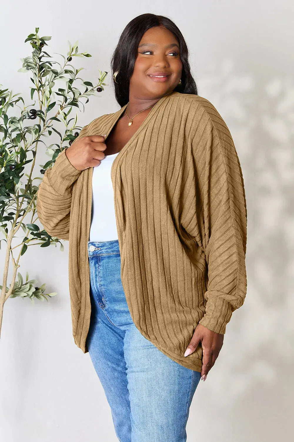 Basic Bae Full Size Ribbed Cocoon Cardigan  Style Ratio