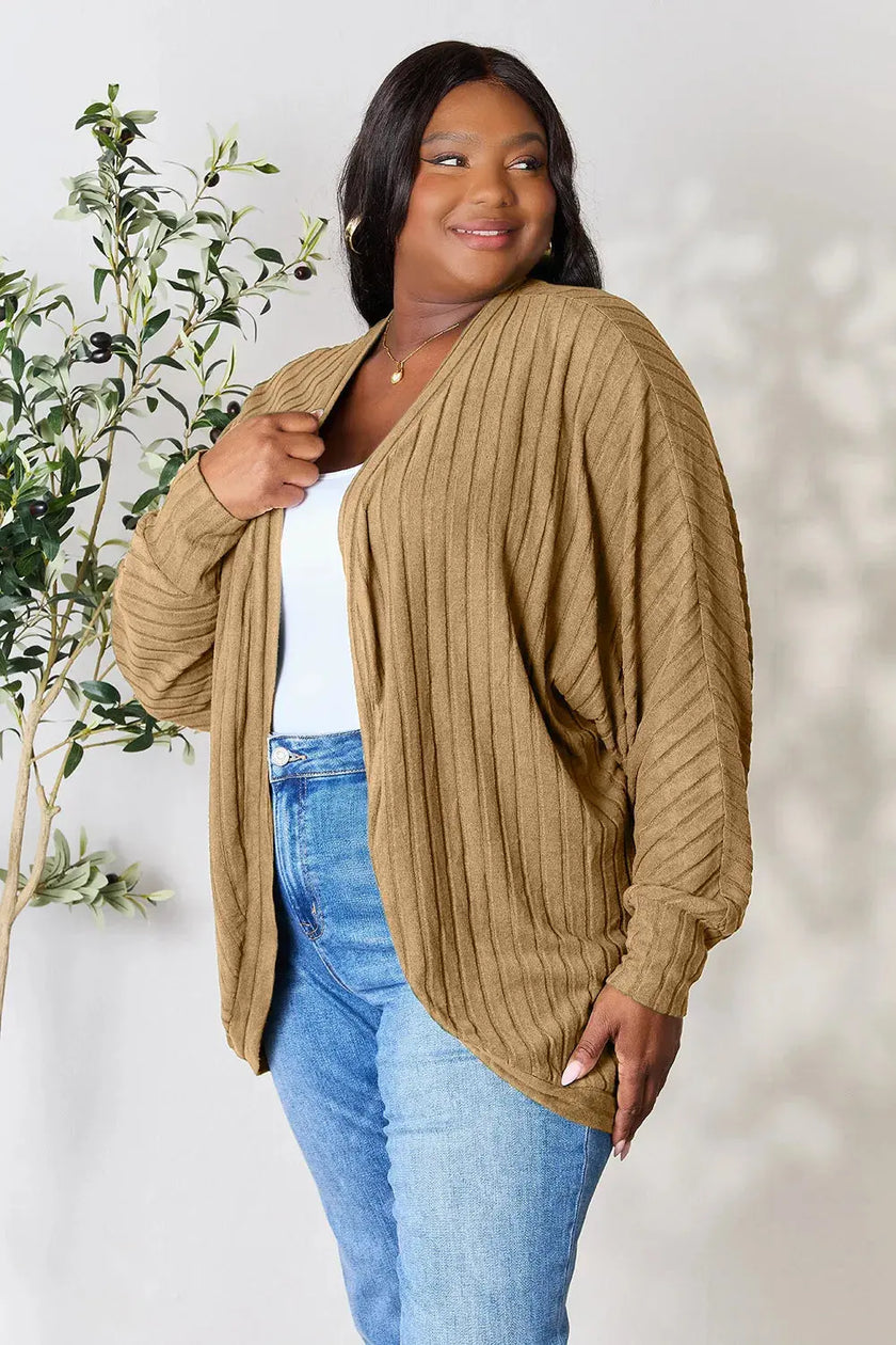 Basic Bae Full Size Ribbed Cocoon Cardigan  Style Ratio