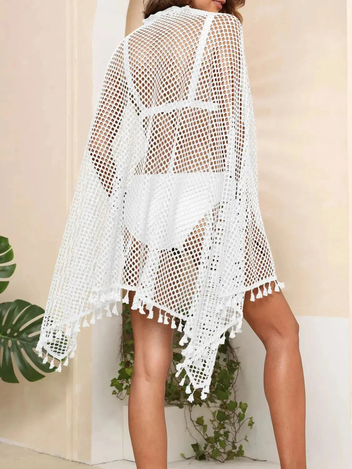 Tassel Openwork Open Front Cover-Up  Style Ratio
