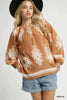 Umgee Full Size Two Tone Border Print Top with Balloon Sleeves  Style Ratio