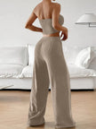 Ribbed Knit Tube Top and Wide Leg Pants Set  Style Ratio