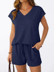 Casual V-Neck T-Shirt and Shorts Set  Style Ratio