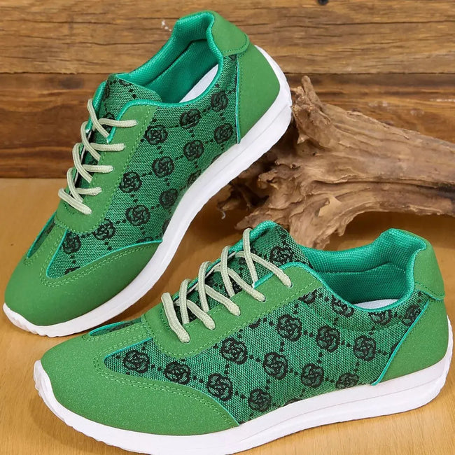 Floral Patterned Lace Up Sneakers  Style Ratio