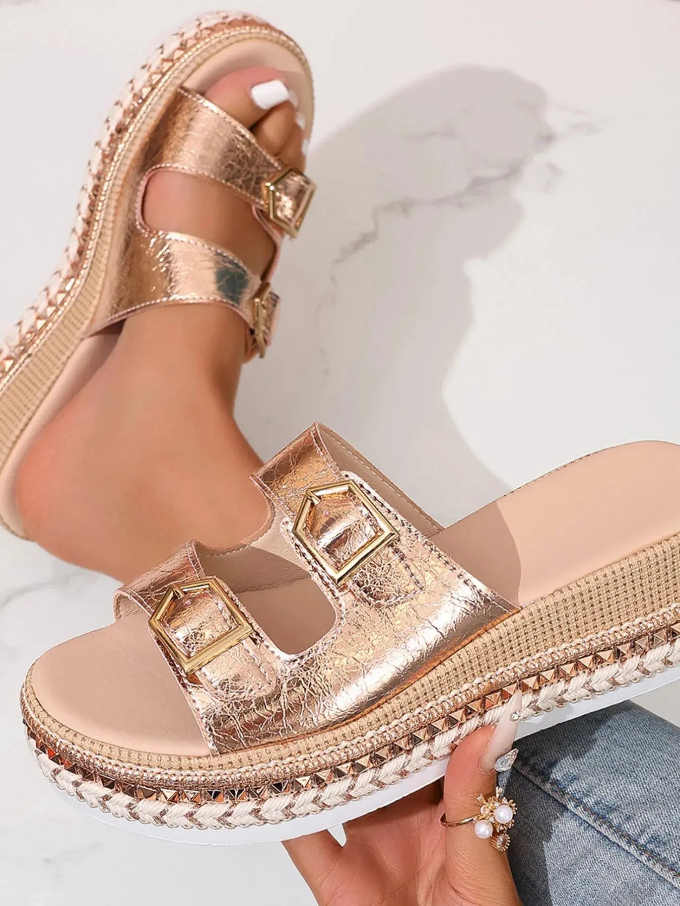 Platform Double Buckle Sandals  Style Ratio