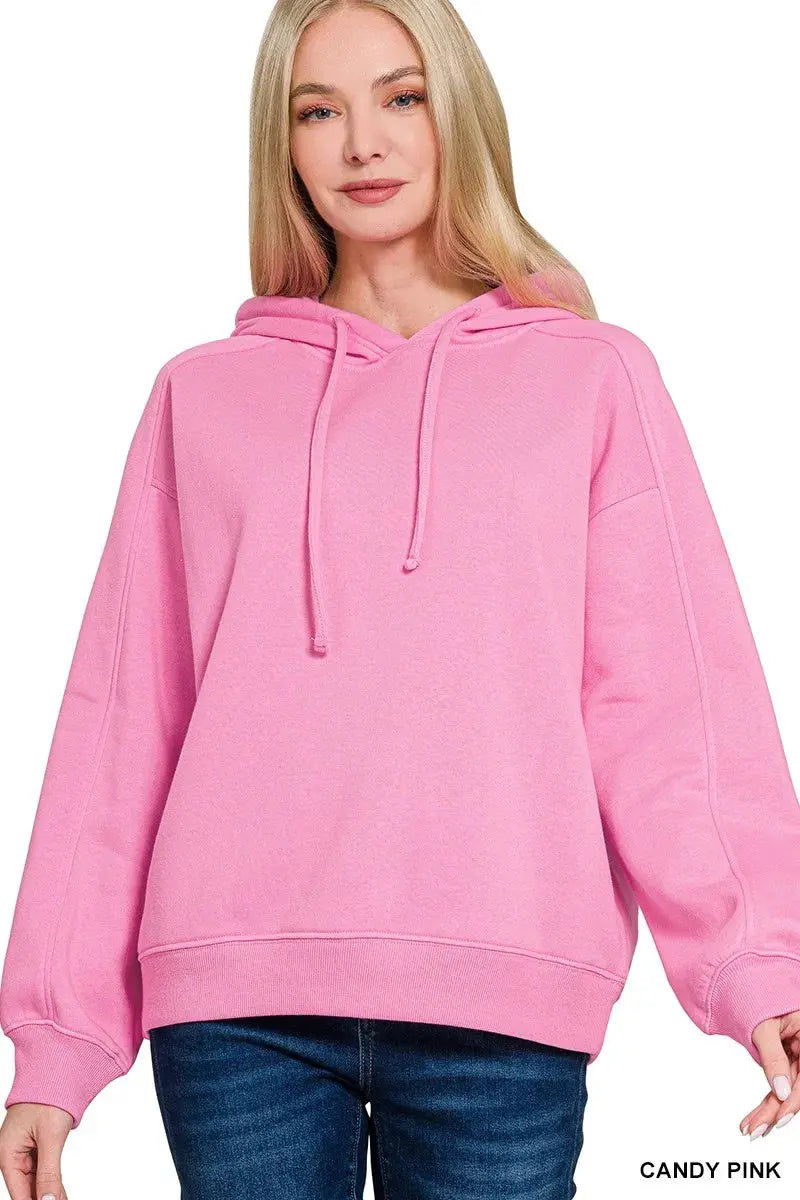 Zenana Drawstring Relaxed Fit Fleece Hoodie  Style Ratio