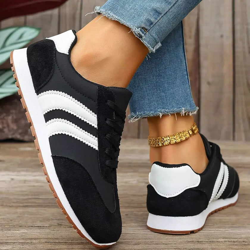 Striped Lace-Up Casual Sneakers  Style Ratio