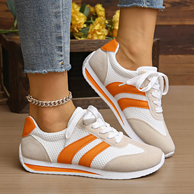 Striped Lace Up Casual Sneakers  Style Ratio