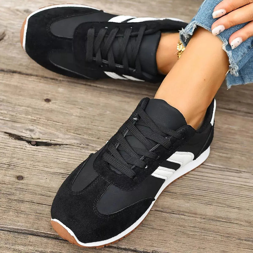 Striped Lace-Up Casual Sneakers  Style Ratio