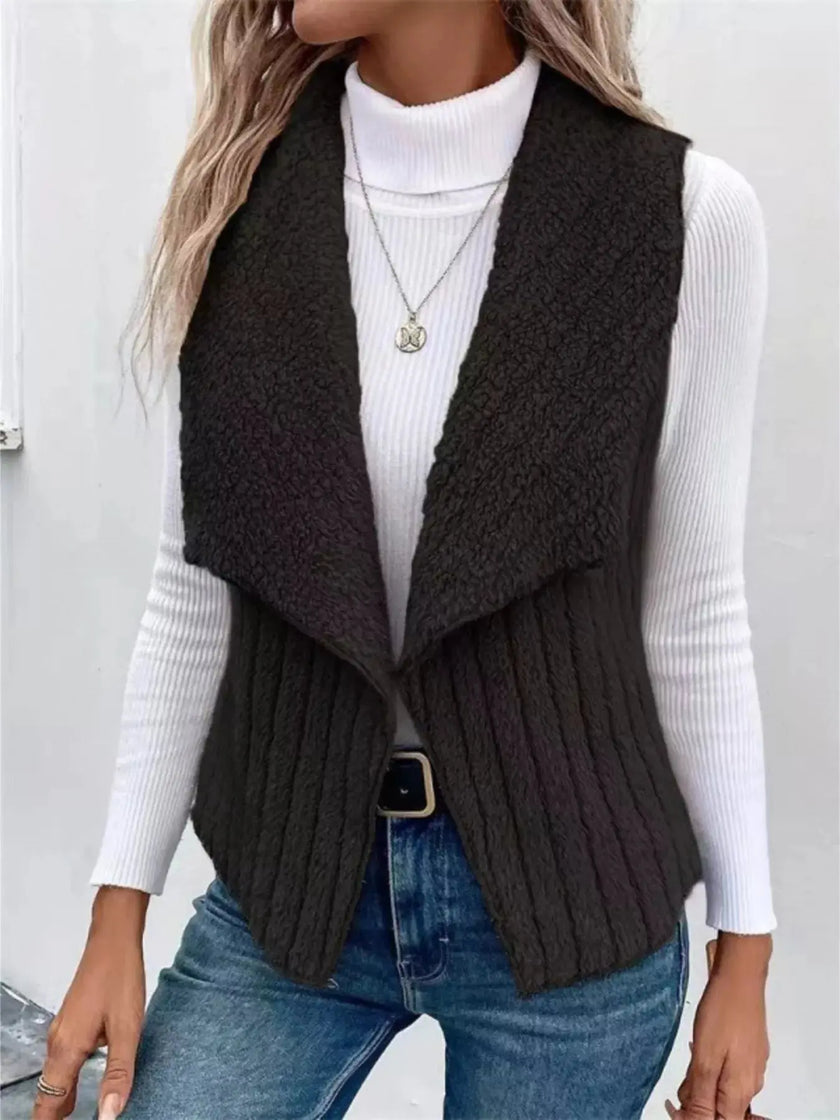 Cozy Fleece Open Front Vest  Style Ratio
