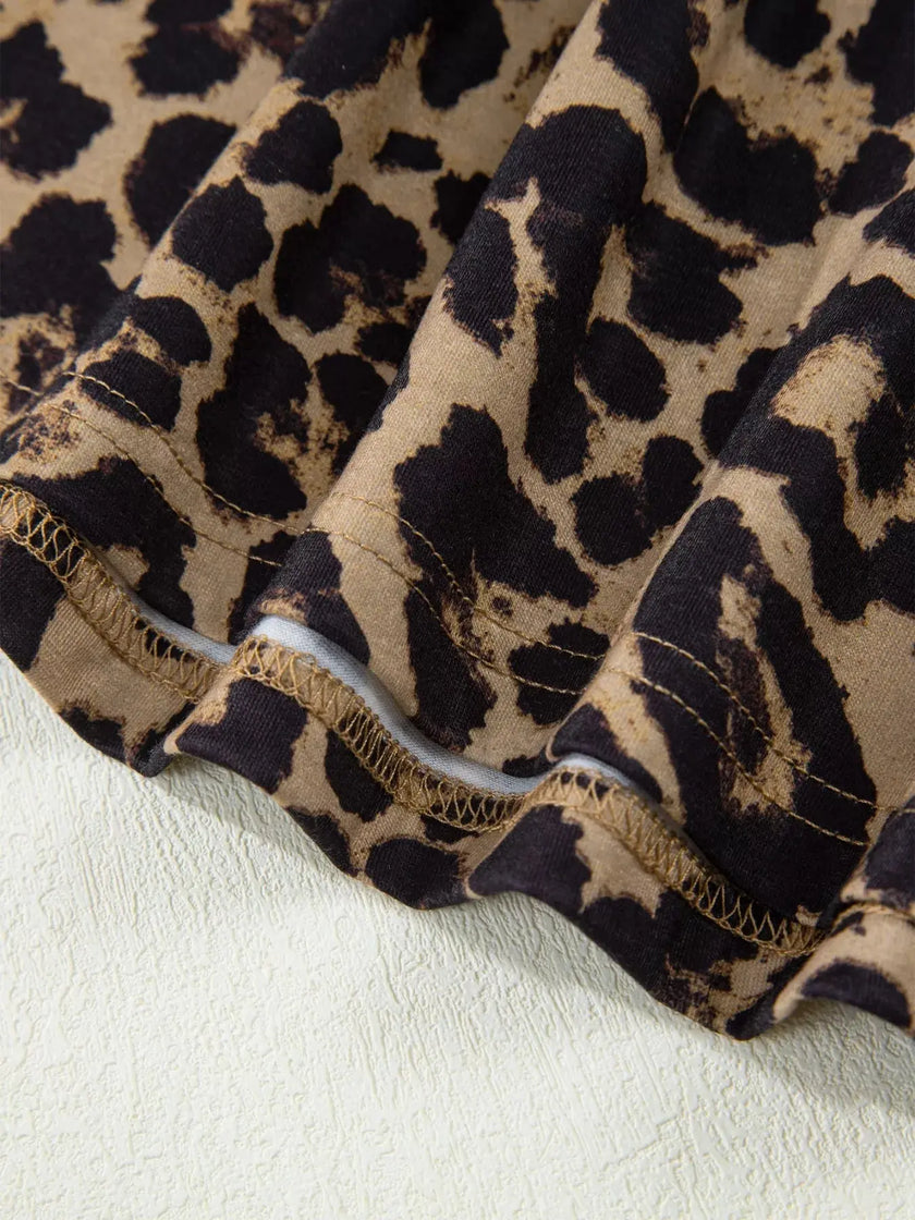 Leopard Print Square Neck Long Sleeve Top  Style Ratio