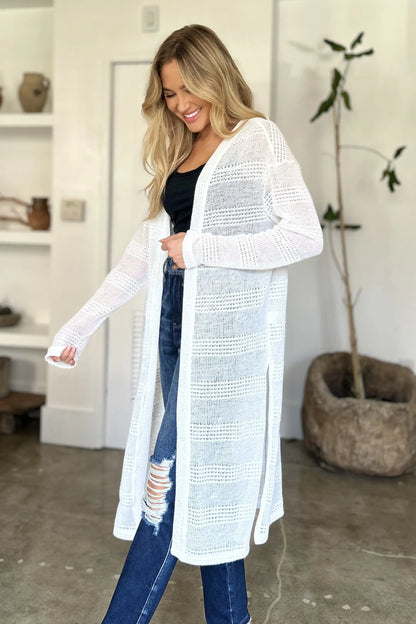 Double Take Open Front Longline Cardigan Trendsi