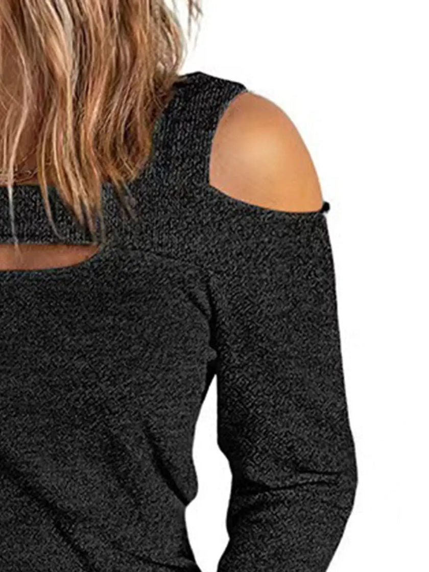 Full Size Cutout Shoulder Long Sleeve Shirt  Style Ratio