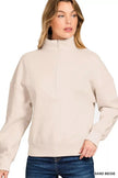 Zenana Fleece High Neck Half Zip Sweatshirt  Style Ratio