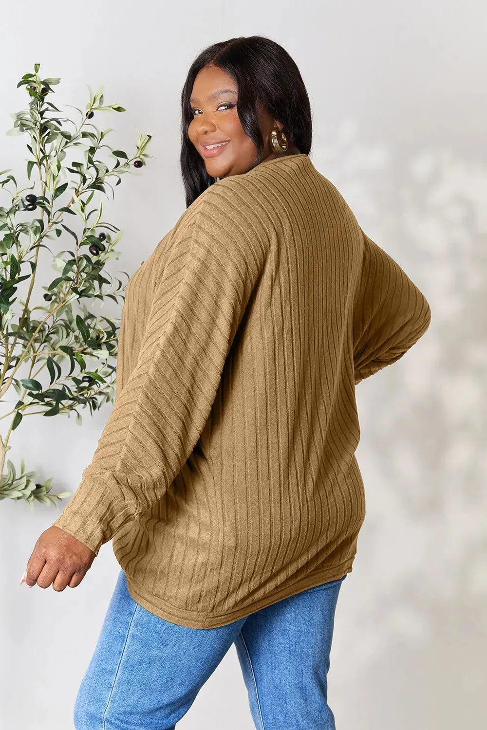 Basic Bae Full Size Ribbed Cocoon Cardigan  Style Ratio