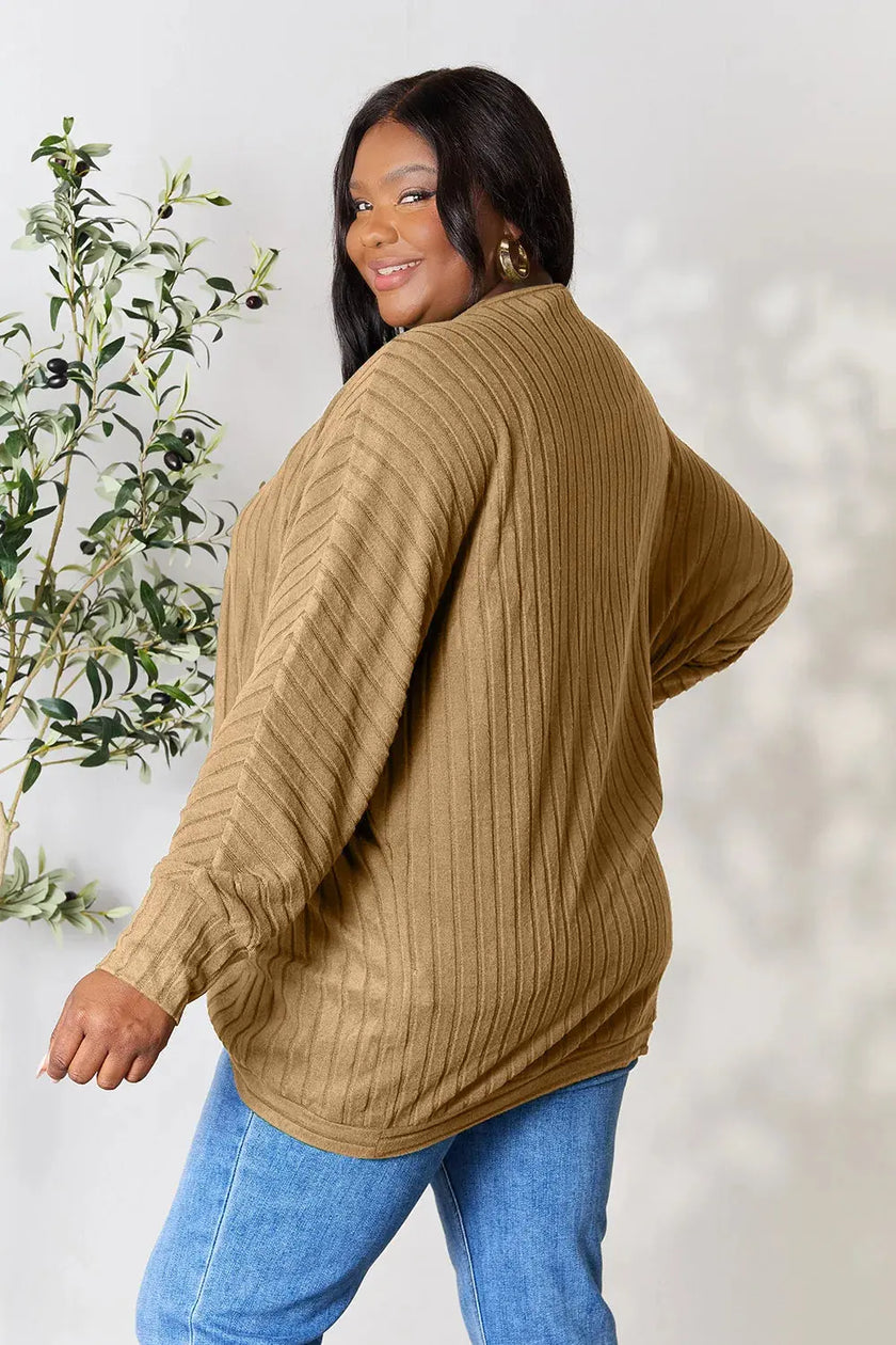 Basic Bae Full Size Ribbed Cocoon Cardigan  Style Ratio