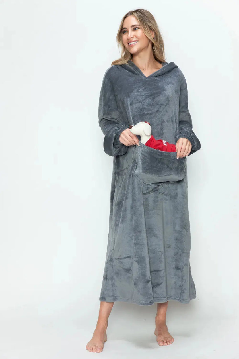 Double Take Pocketed Hooded Midi Lounge Dress  Style Ratio