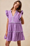 BiBi Gameday Theme Contrast Binding Ruffled Dress  Style Ratio