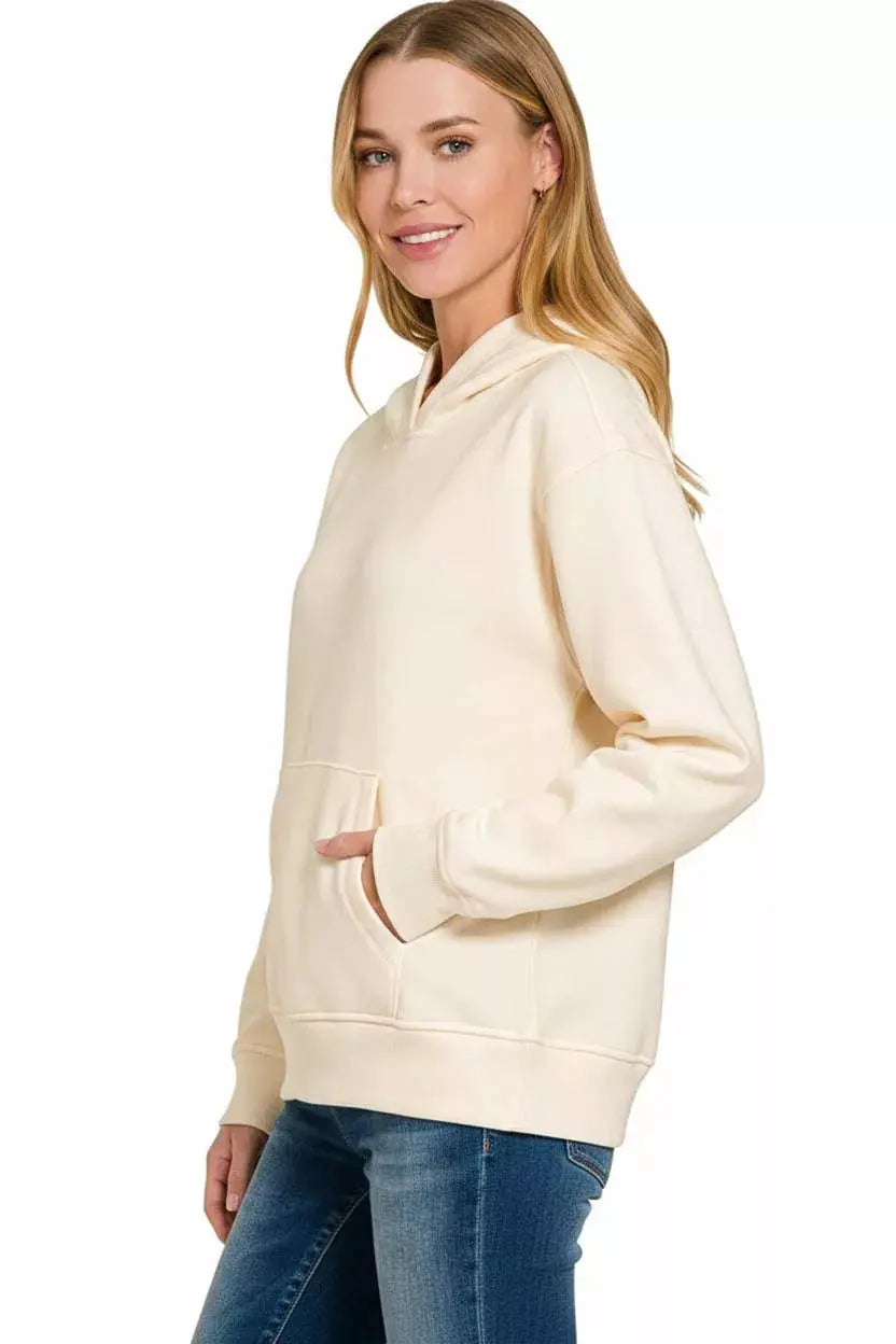 Zenana Fleece Kangaroo Pocket Hoodie  Style Ratio