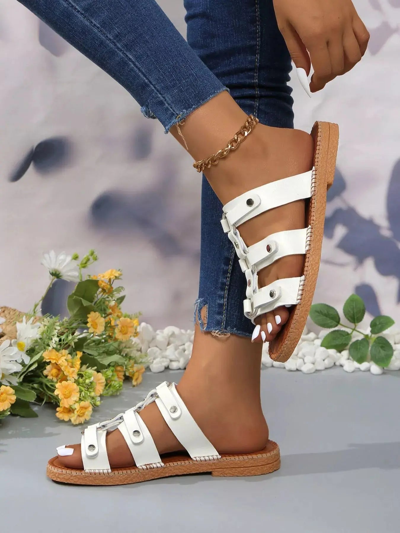 Studded Open Toe Sandals  Style Ratio