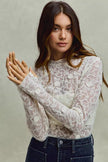 SO ME Lace 3d Effect Floral Layering Long Sleeve Top  Style Ratio