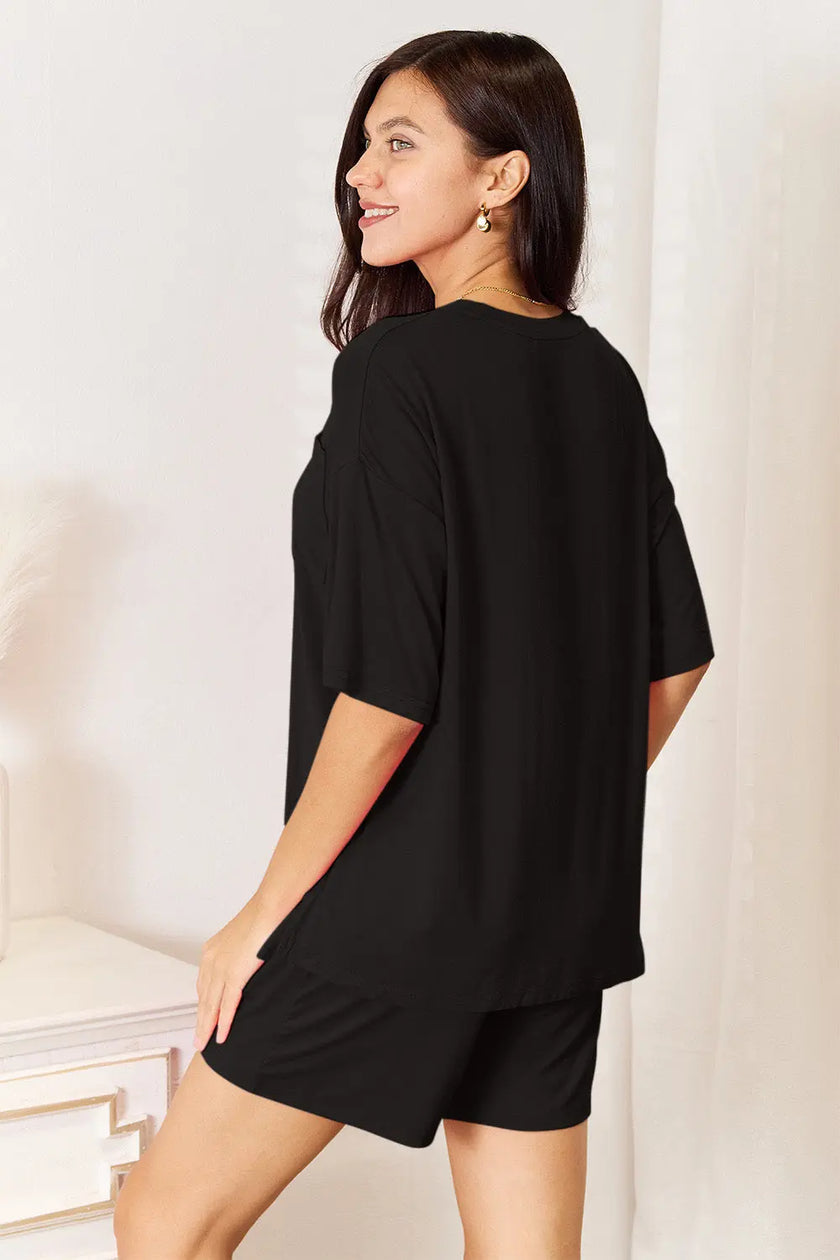 Basic Bae Full Size Soft Half Sleeve Top and Shorts Loungewear  Style Ratio