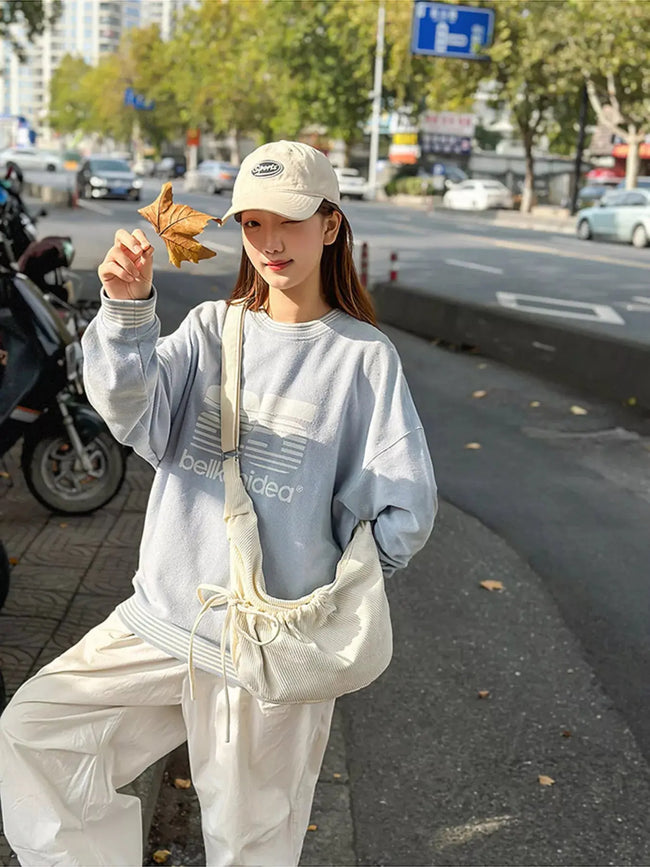 Corduroy Drawstring Crossbody Bag  Style Ratio