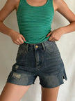 Distressed Slit Denim Shorts  Style Ratio