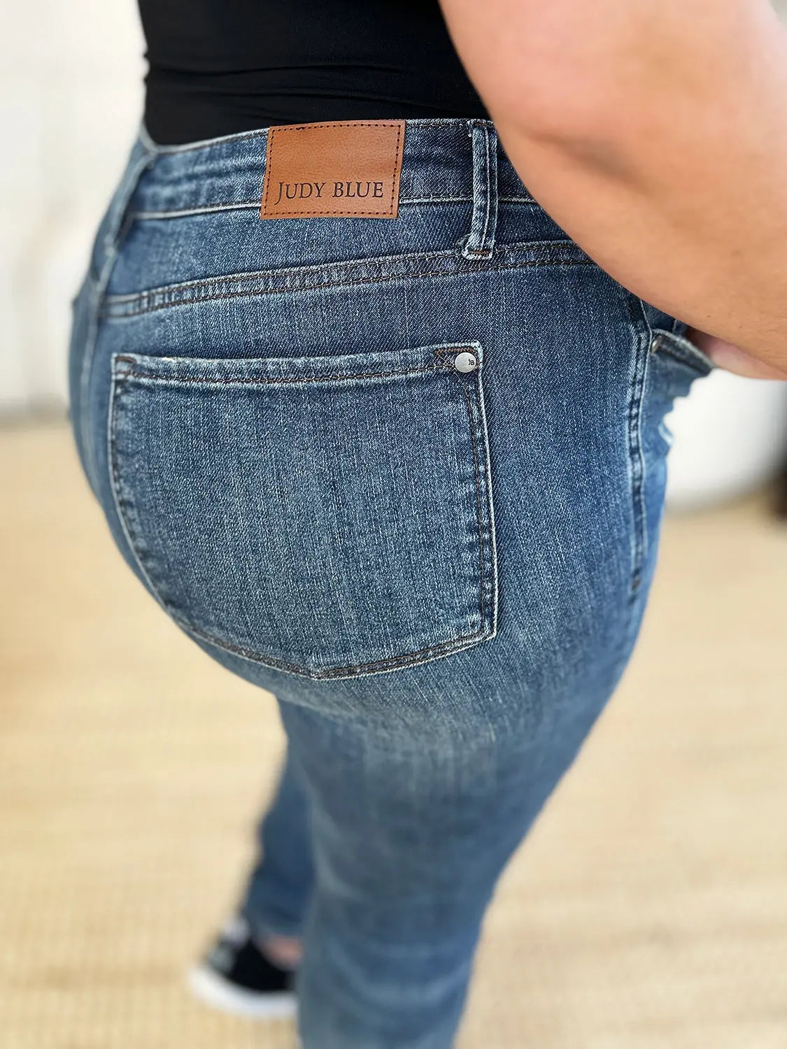 Judy Blue Mid Waist Distressed Slim Jeans  Style Ratio