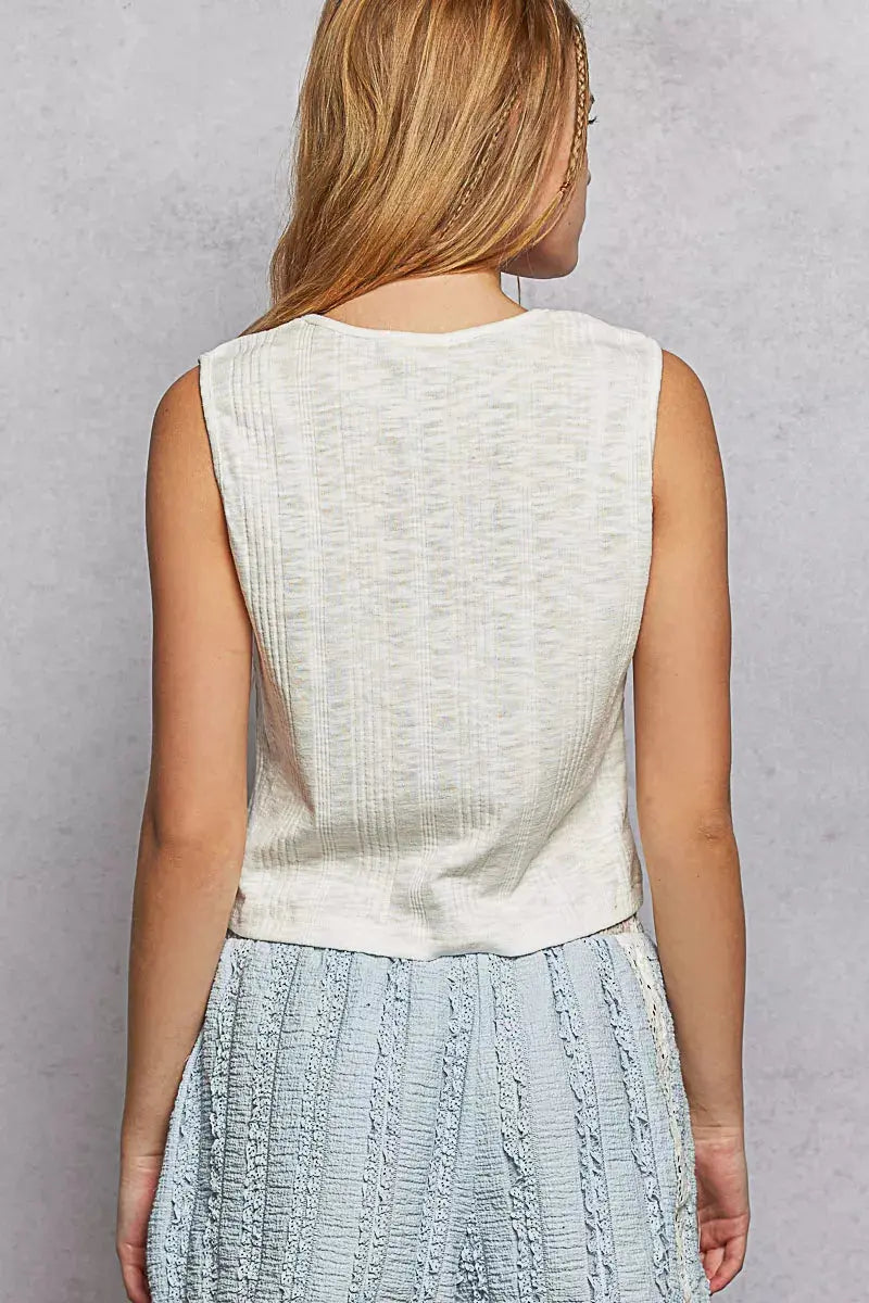 POL Textured Round Neck Cropped Tank  Style Ratio