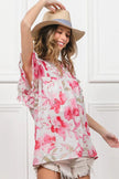 BiBi Floral Print Flutter Sheer Blouse  Style Ratio