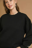 Umgee Round Neck Sweatshirt with Pleated Detail  Style Ratio