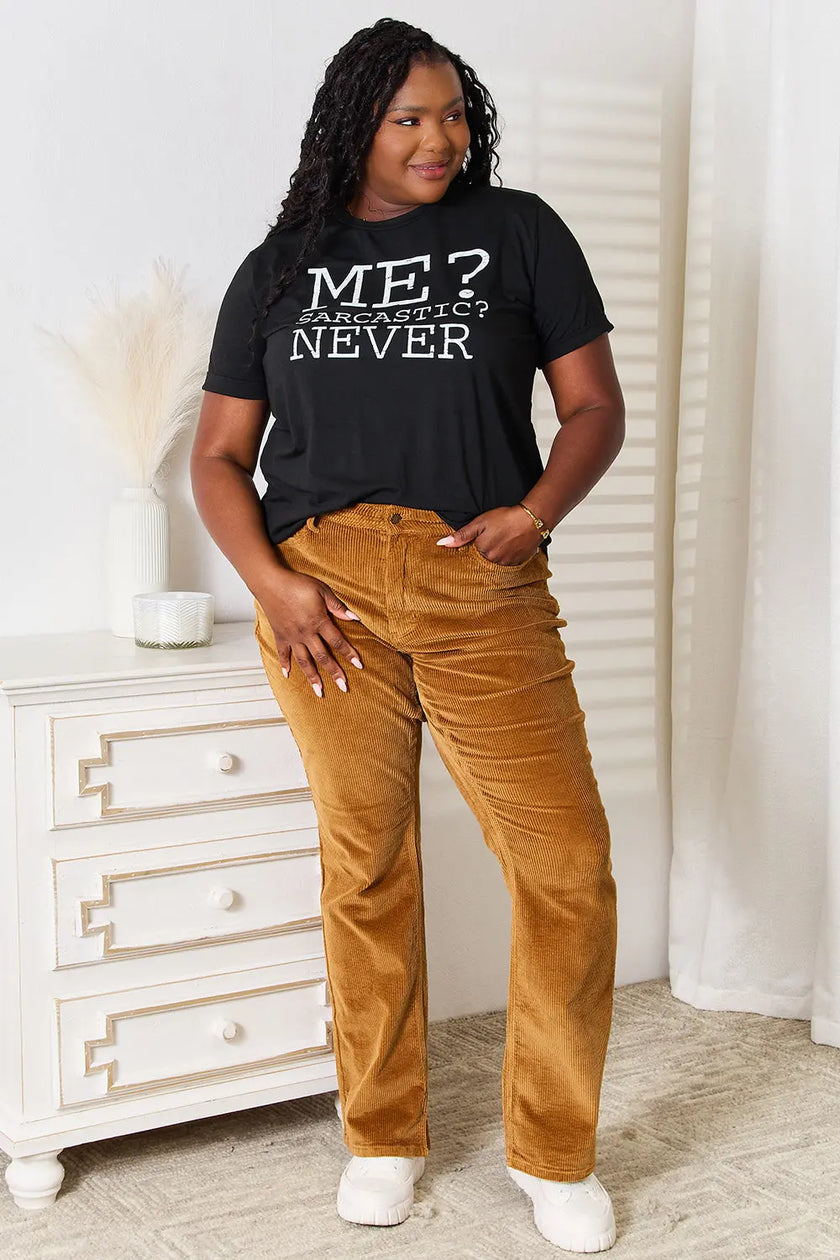 Simply Love Letter Graphic Round Neck Short Sleeve Shirt  Style Ratio