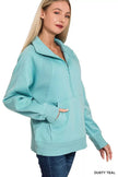 Zenana Half Zip Fleece Sweatshirt  Style Ratio