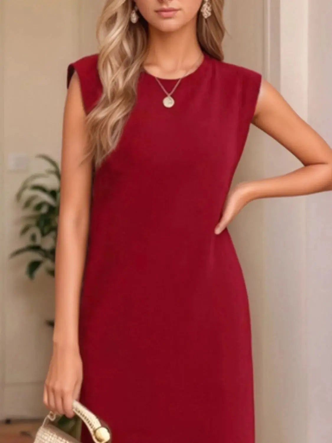 Full Size Slit Round Neck Sleeveless Maxi Tank Dress  Style Ratio