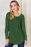 Basic Bae Full Size Ribbed Round Neck Long Sleeve Shirt  Style Ratio