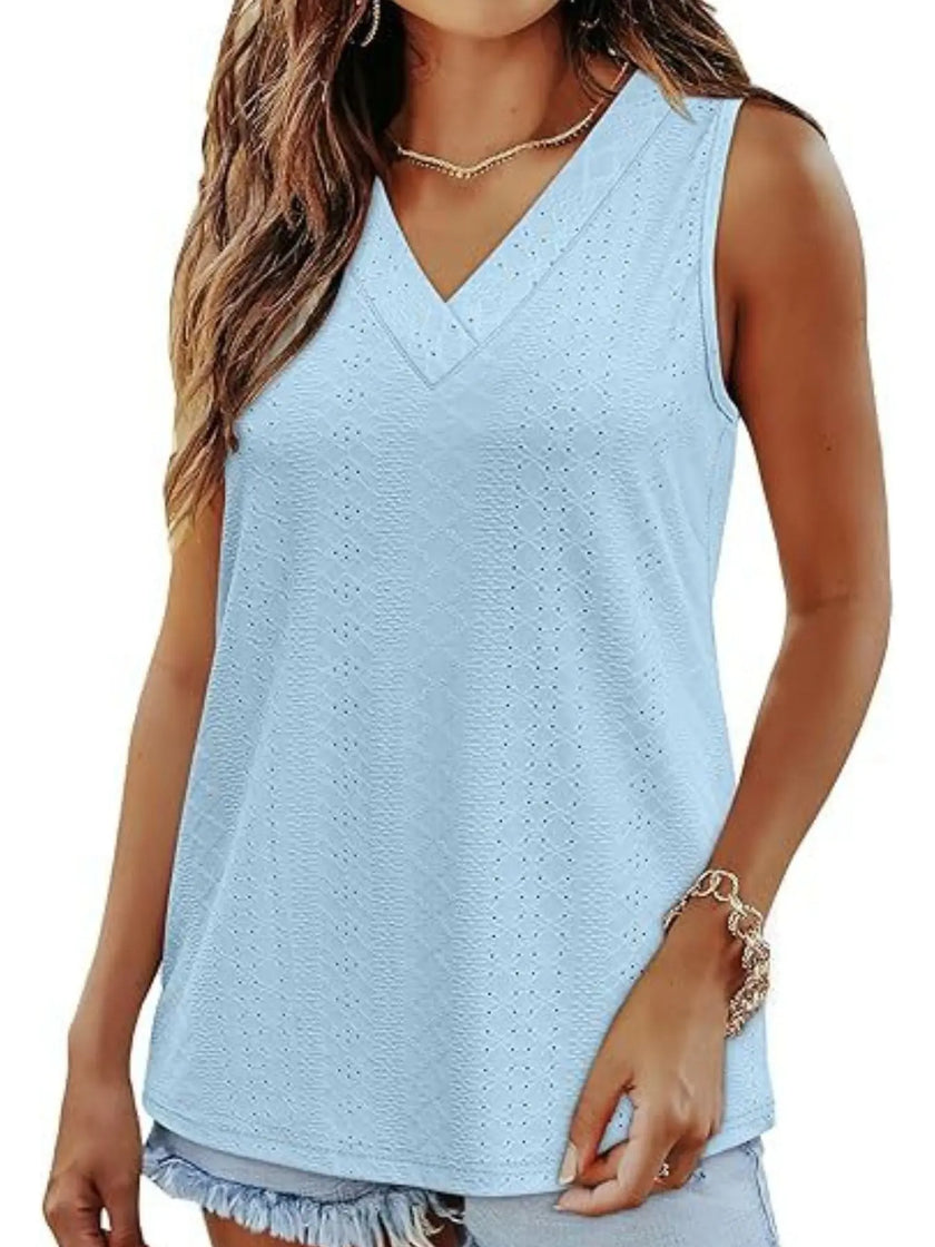 Eyelet V-Neck Tank  Style Ratio