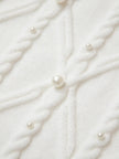 Pearled Mock Neck Textured Knit Sweater  Style Ratio