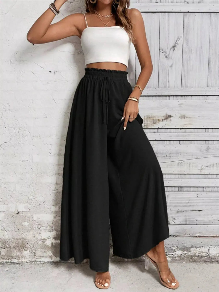 Frill Wide Leg Pants  Style Ratio