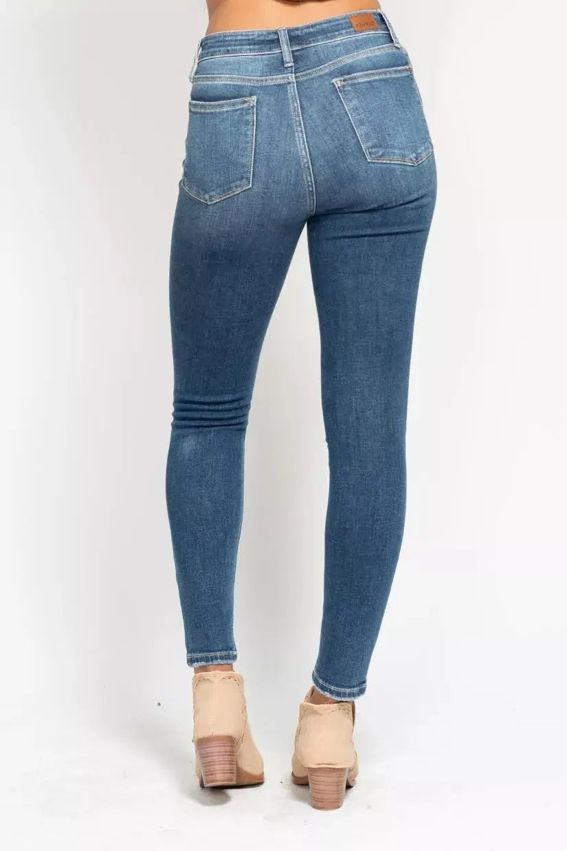 Judy Blue Full Size High Rise Button Fly Skinny Jeans Plus Size  Style Ratio