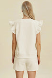 Double Take Full Size Texture Round Neck Ruffle Sleeve Top and Shorts Set  Style Ratio