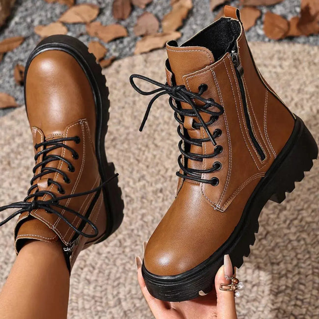 Round Toe Block Heels Boots  Style Ratio